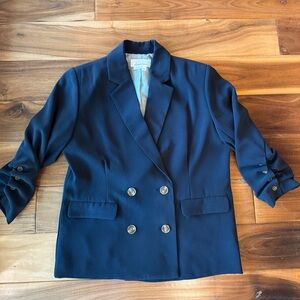 Anthropologie Midnight Blue Double-Breasted Blazer